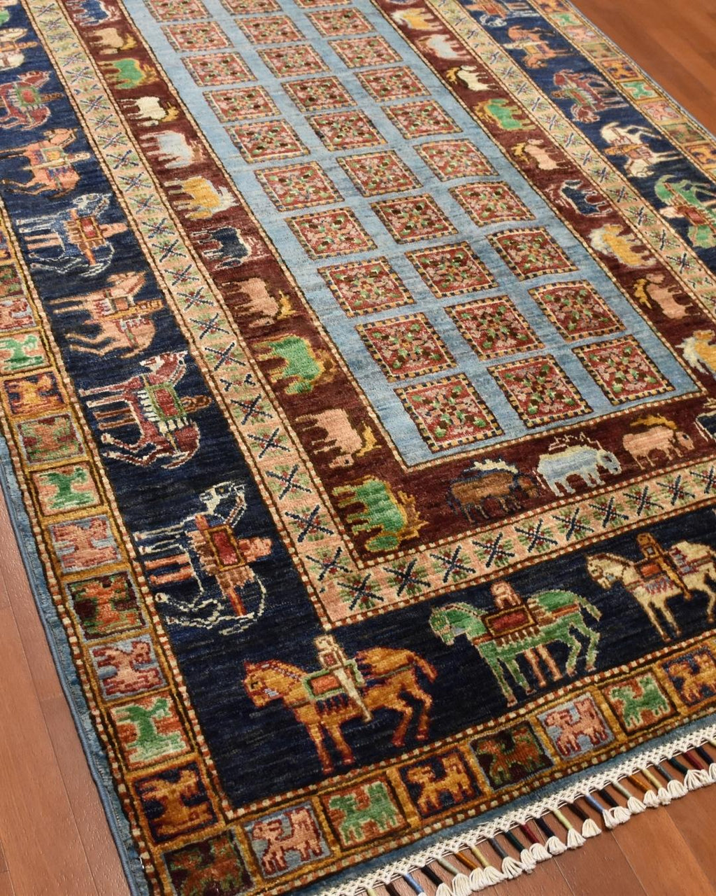 Pazyryk Hand-Knotted Wool Rug 4' x 6' 2"