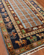Pazyryk Hand-Knotted Wool Rug 4' x 6' 2"
