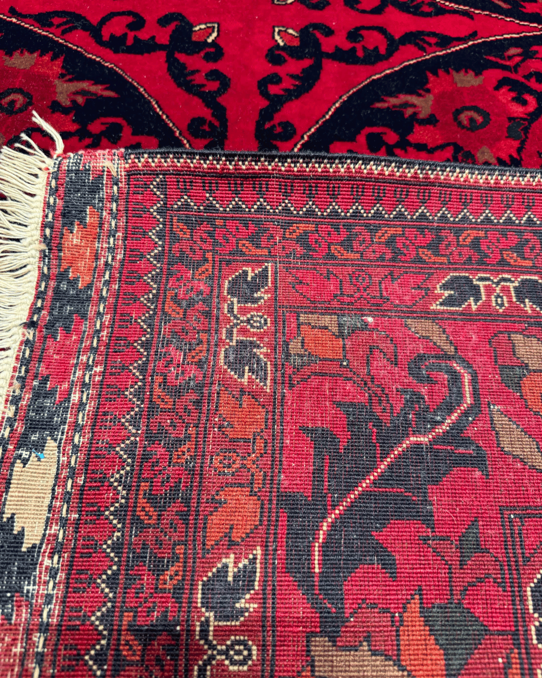 Tapis en laine style afghan 55 x 146 cm