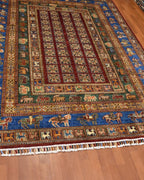 Pazyryk Hand-Knotted Wool Rug 5' 7" x 8' 3"