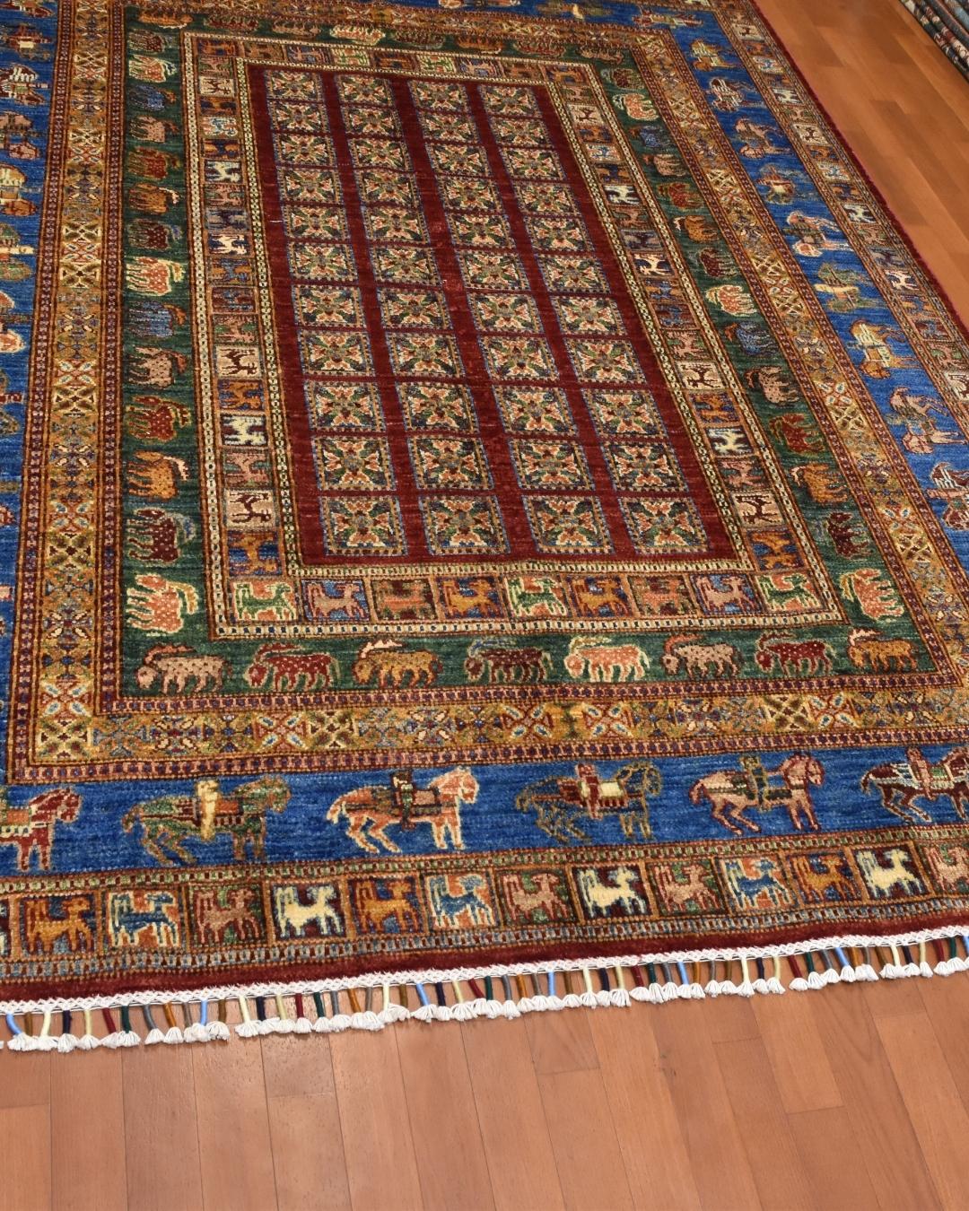 Pazyryk Hand-Knotted Wool Rug 5' 7" x 8' 3"