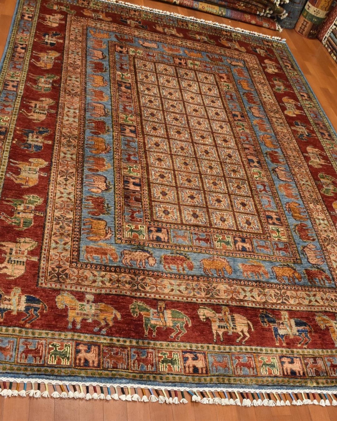 Pazyryk Hand-Knotted Wool Rug 5' 6" x 7' 9"