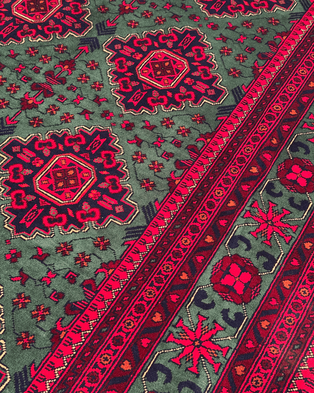 Tapis en laine style afghan 55 x 146 cm