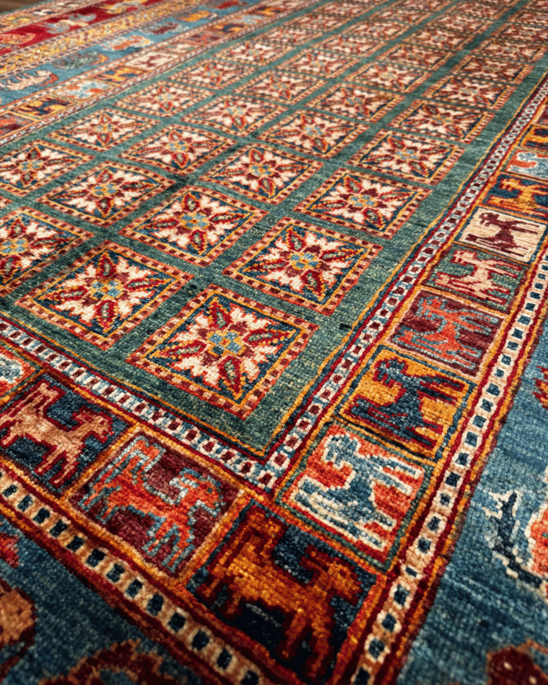 Pazyrk Hand-Knotted Wool Rug 5' 9" x 8'
