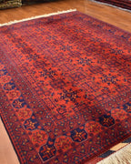 Afghan Bilcik Style Hand-Knotted Wool Rug 4' 9" x 6' 5"