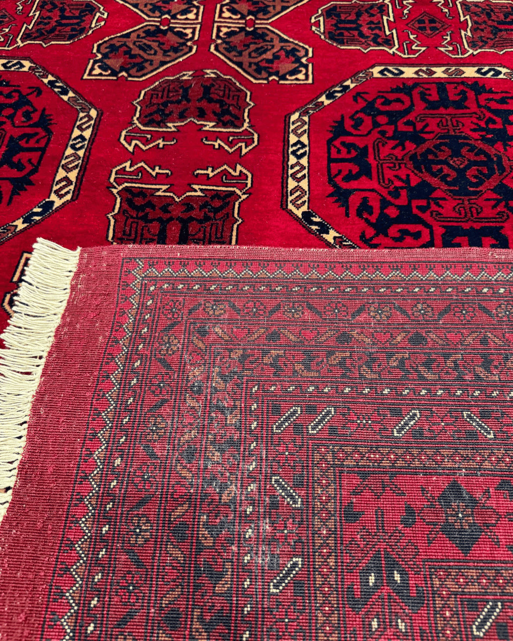 Handwoven Afghan Style Wool Rug 6' 5" x 9' 2"