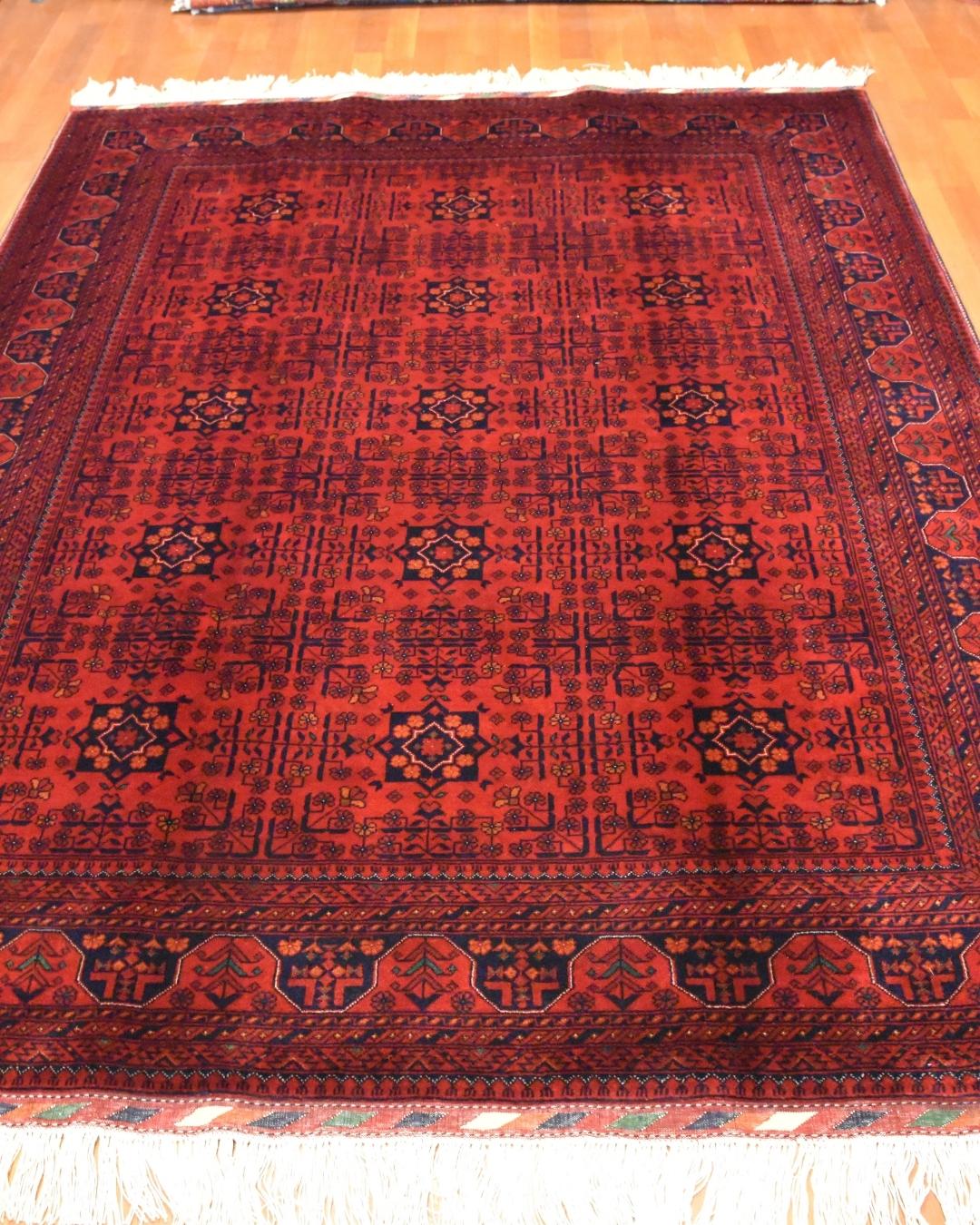 Afghan Bilcik Style Hand-Knotted Wool Rug 4' 5" x 6' 6"