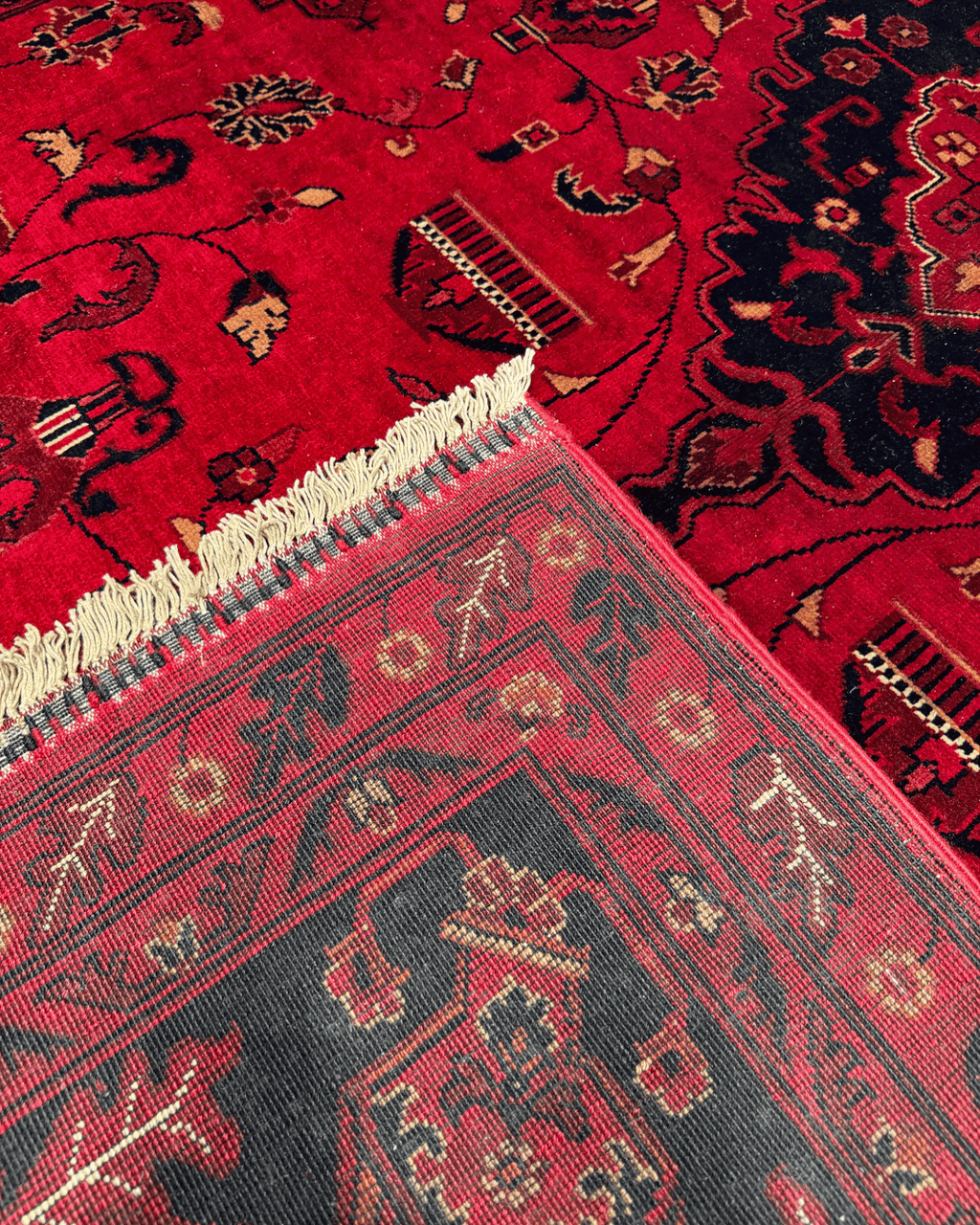 Handwoven Afghan Style Wool Rug 6' 5" x 9' 7"