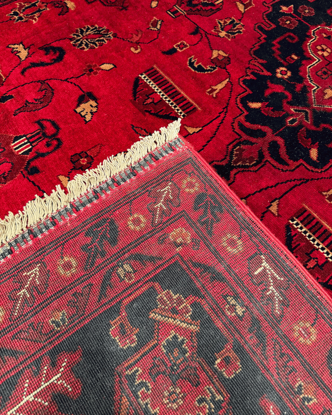 Handwoven Afghan Style Wool Rug 6' 5" x 9' 7"