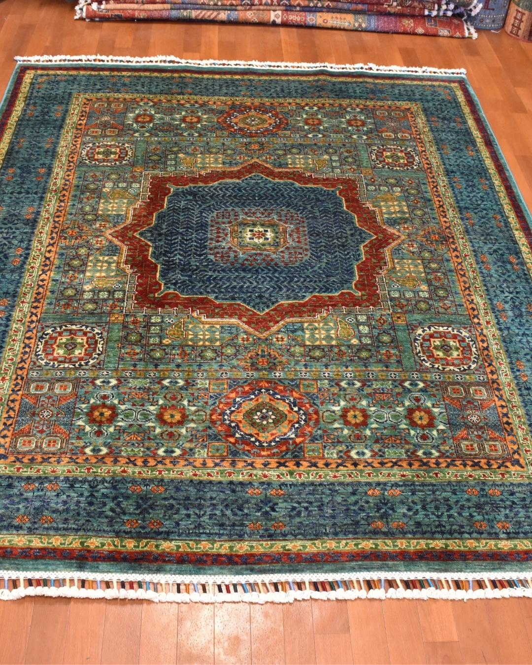Mamluk Hand-Knotted Wool Rug 5' 1" x 6' 2"