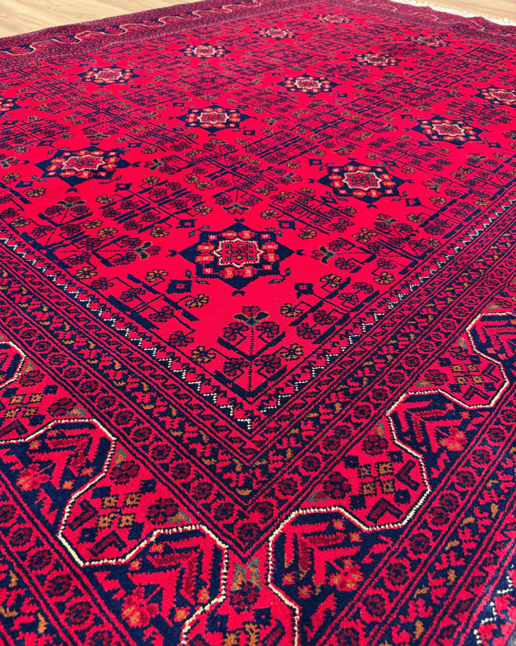 Tapis en laine style afghan 55 x 146 cm