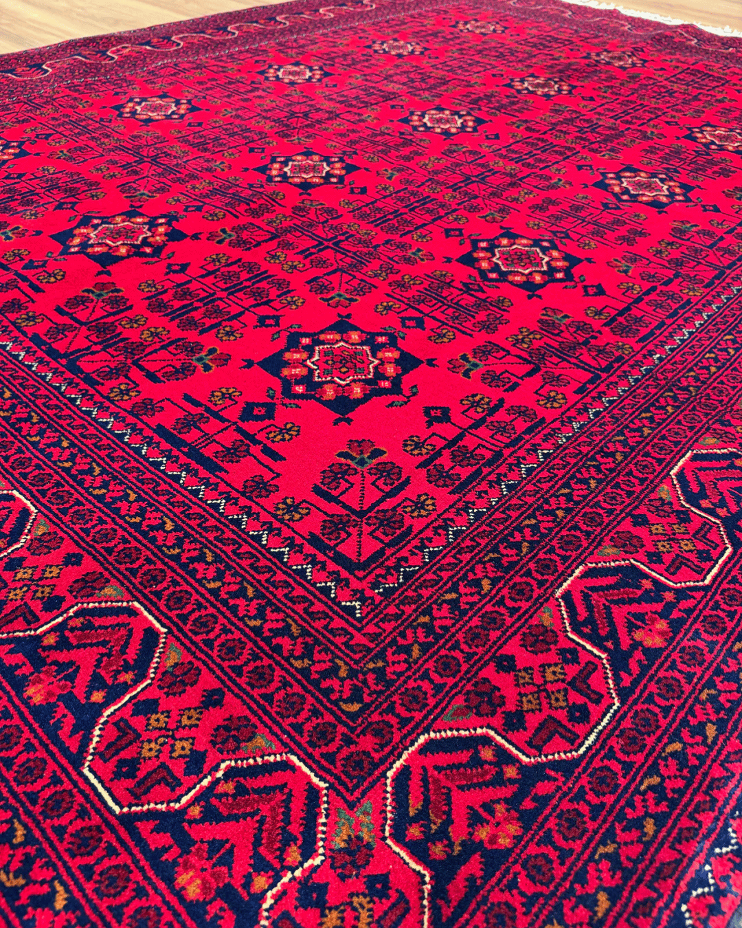 Tapis en laine style afghan 55 x 146 cm