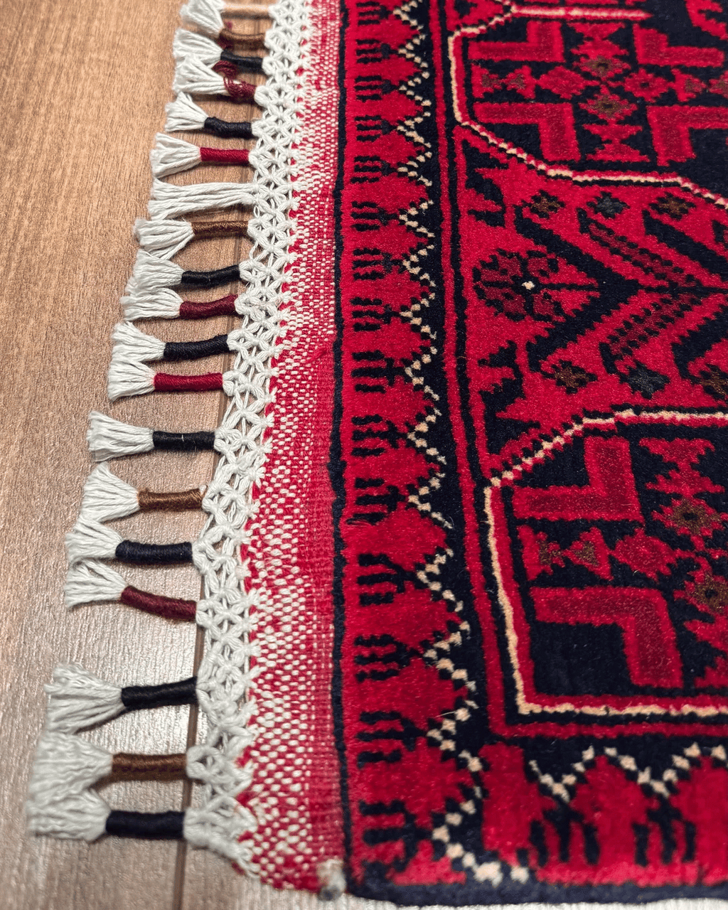 Tapis en laine style afghan 55 x 146 cm