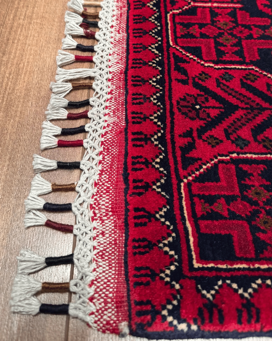 Tapis en laine style afghan 55 x 146 cm