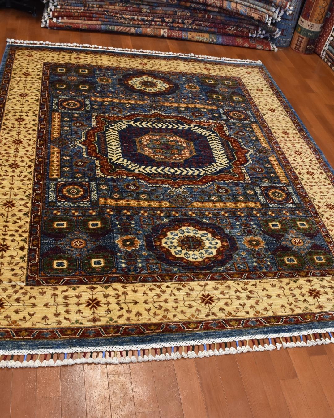 Mamluk Hand-Knotted Wool Rug 5' 1" x 6' 4"