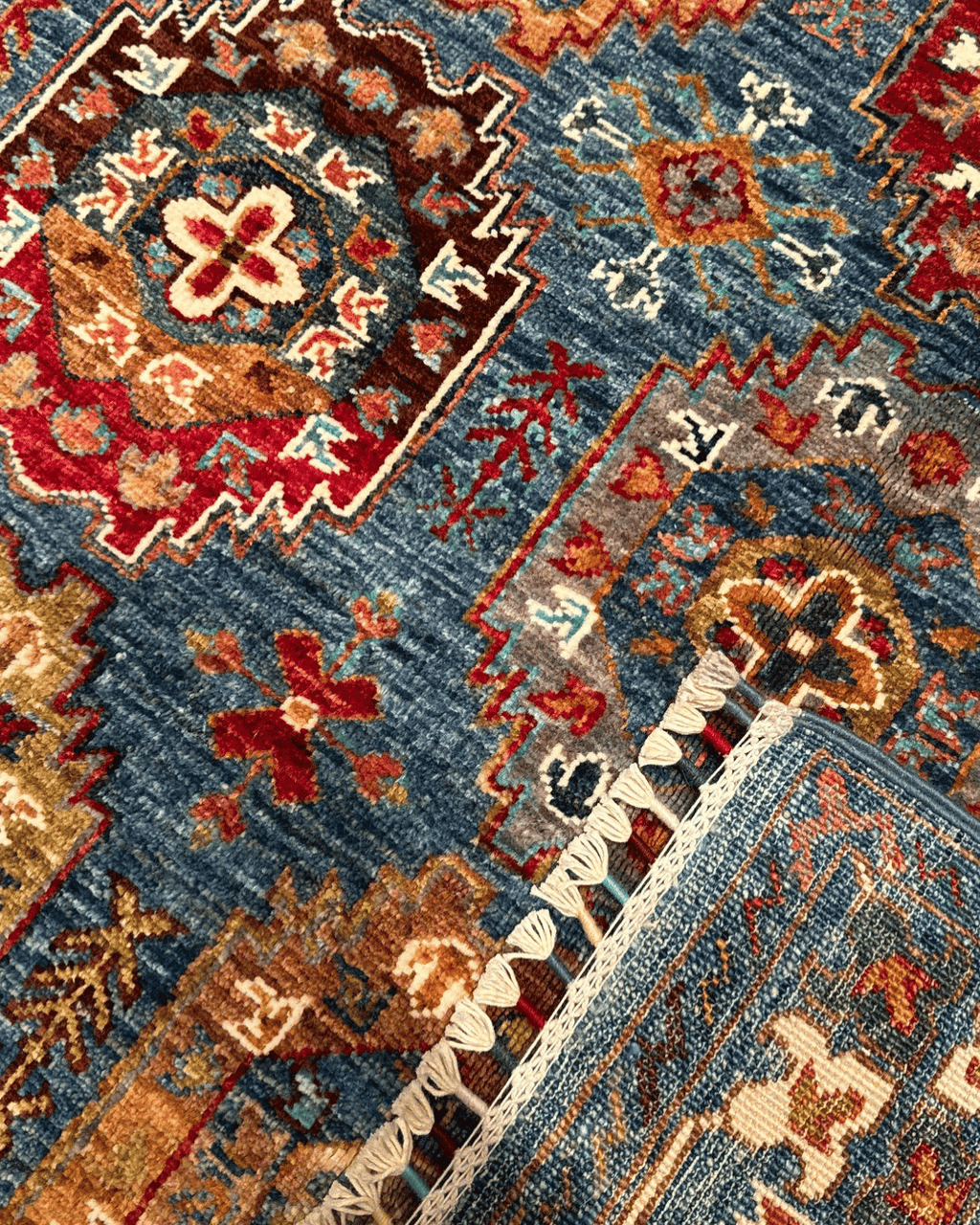 Tapis en laine style afghan 55 x 146 cm