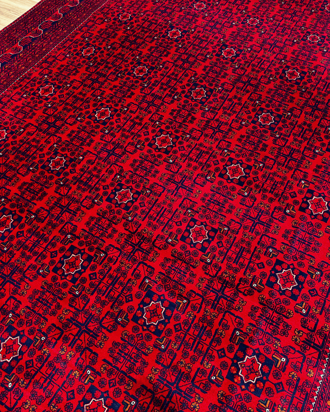 Handwoven Afghan Style Wool Rug 9' 7" x 13' 5"