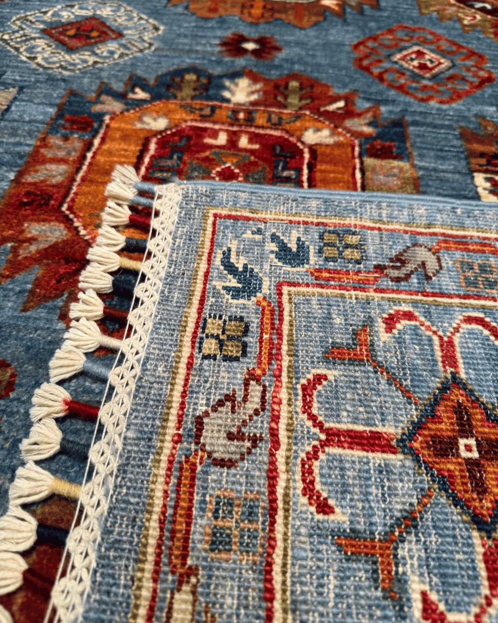 Tapis en laine style afghan 55 x 146 cm