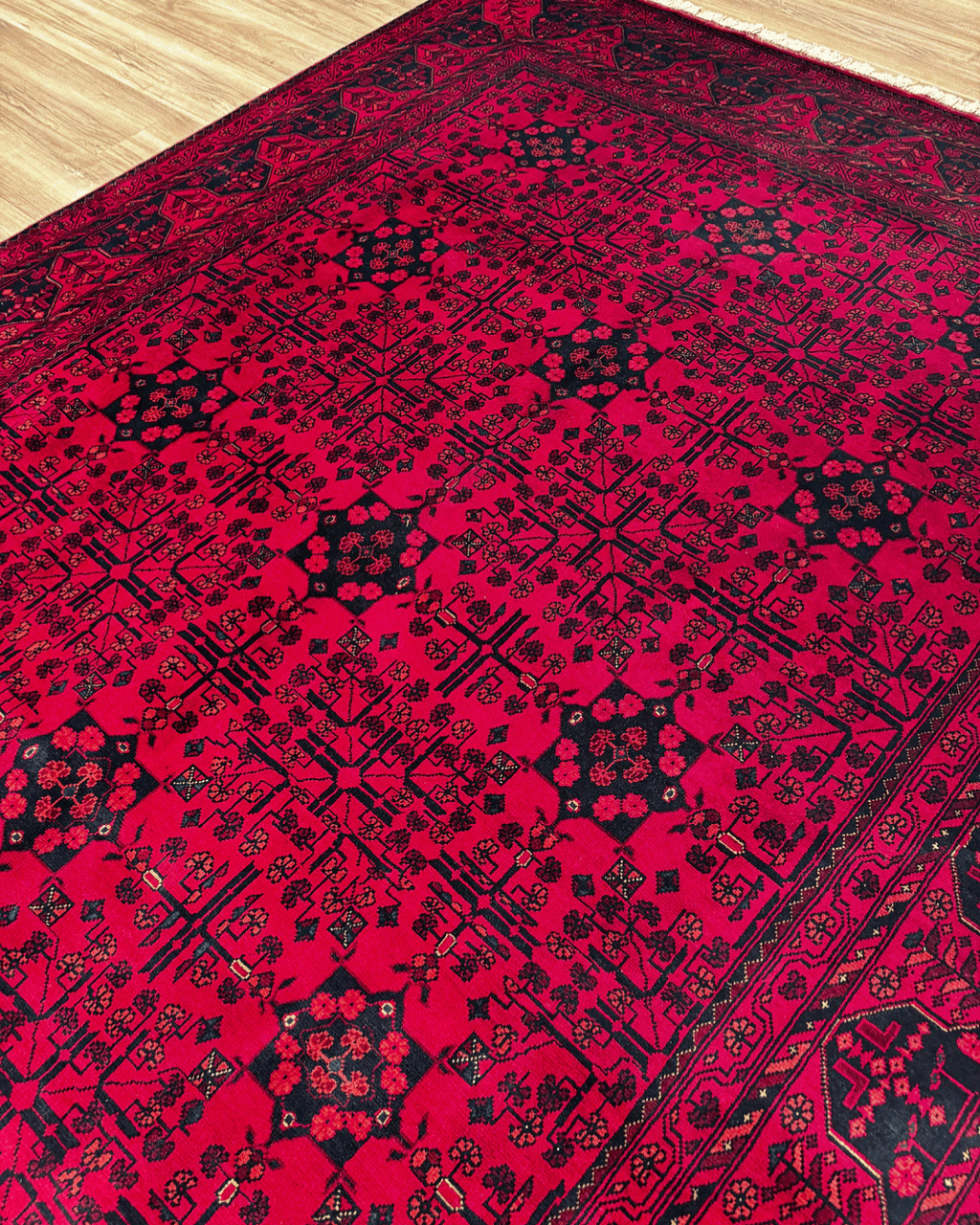 Handwoven Afghan Style Wool Rug 6' 6" x 9' 6"