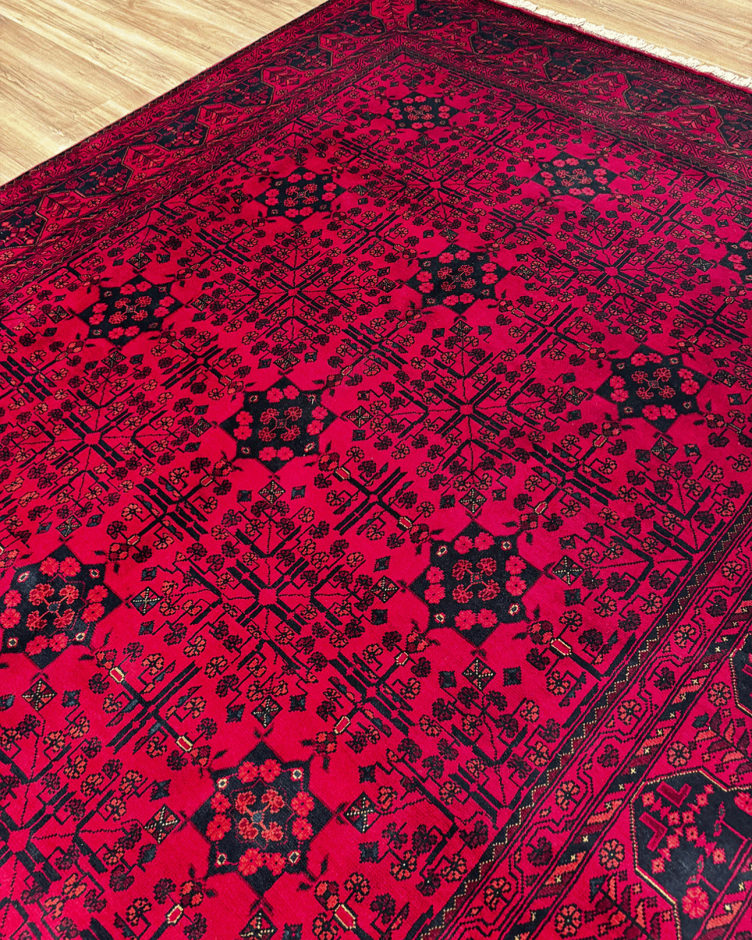 Handwoven Afghan Style Wool Rug 6' 6" x 9' 6"
