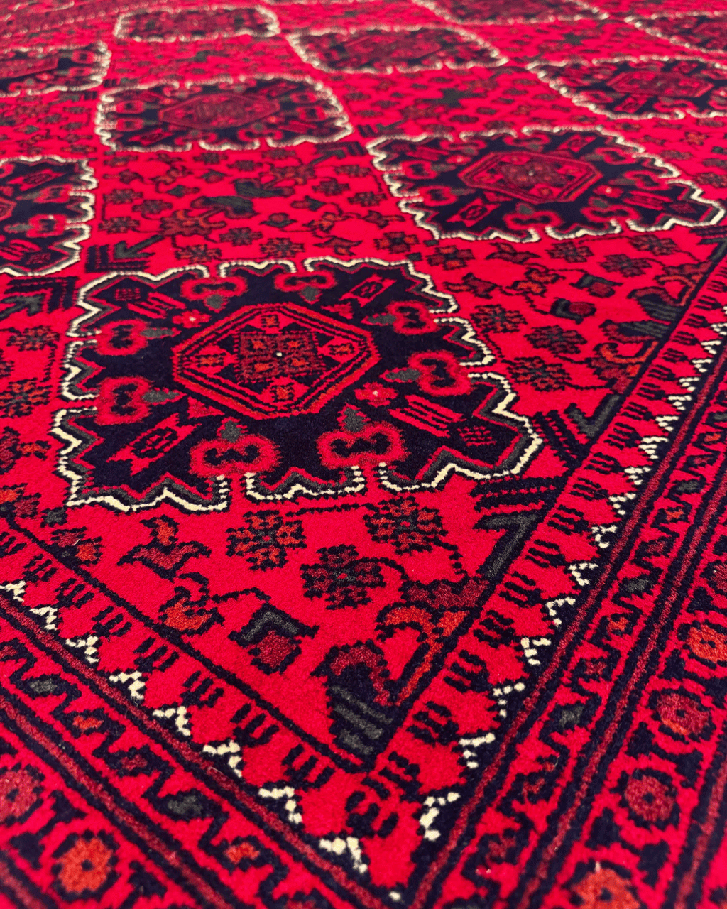 Tapis en laine style afghan 55 x 146 cm