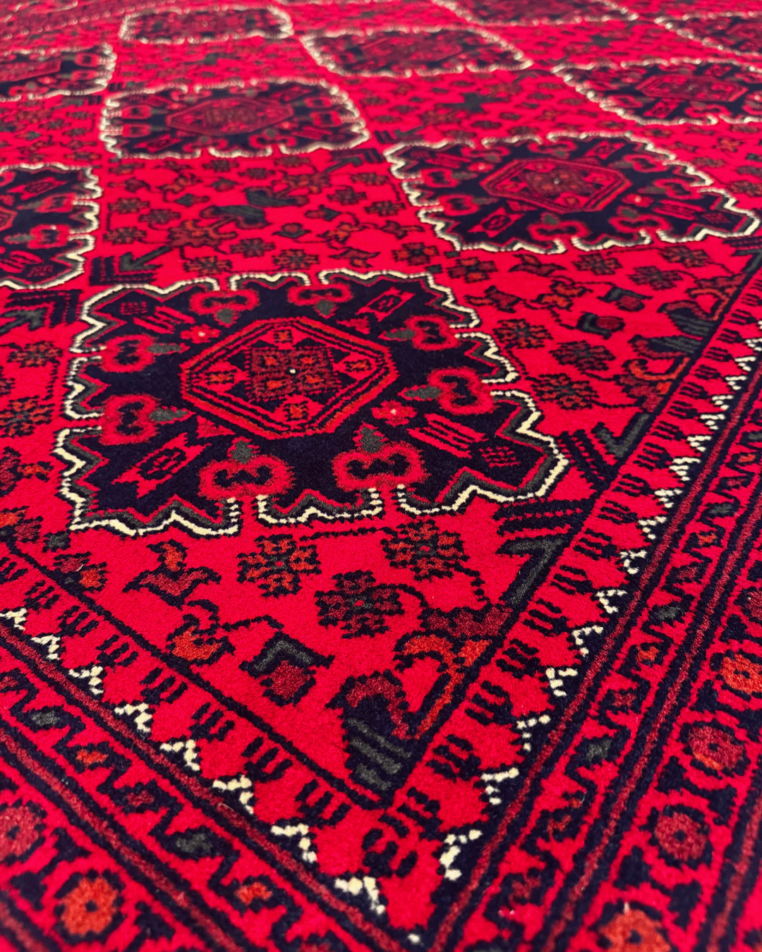 Tapis en laine style afghan 55 x 146 cm