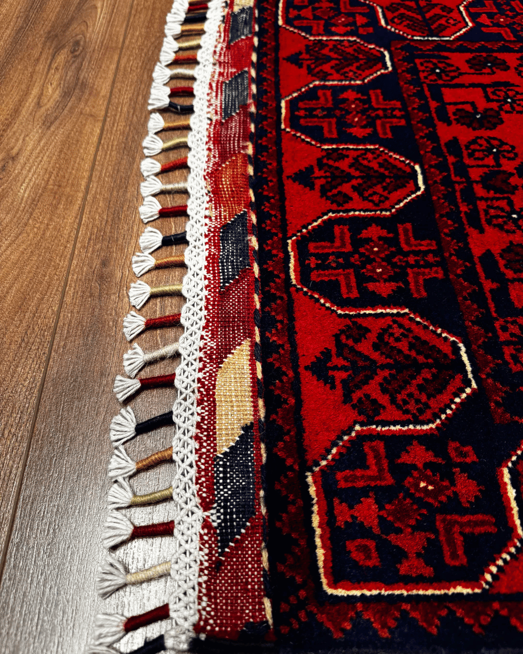 Tapis en laine style afghan 55 x 146 cm