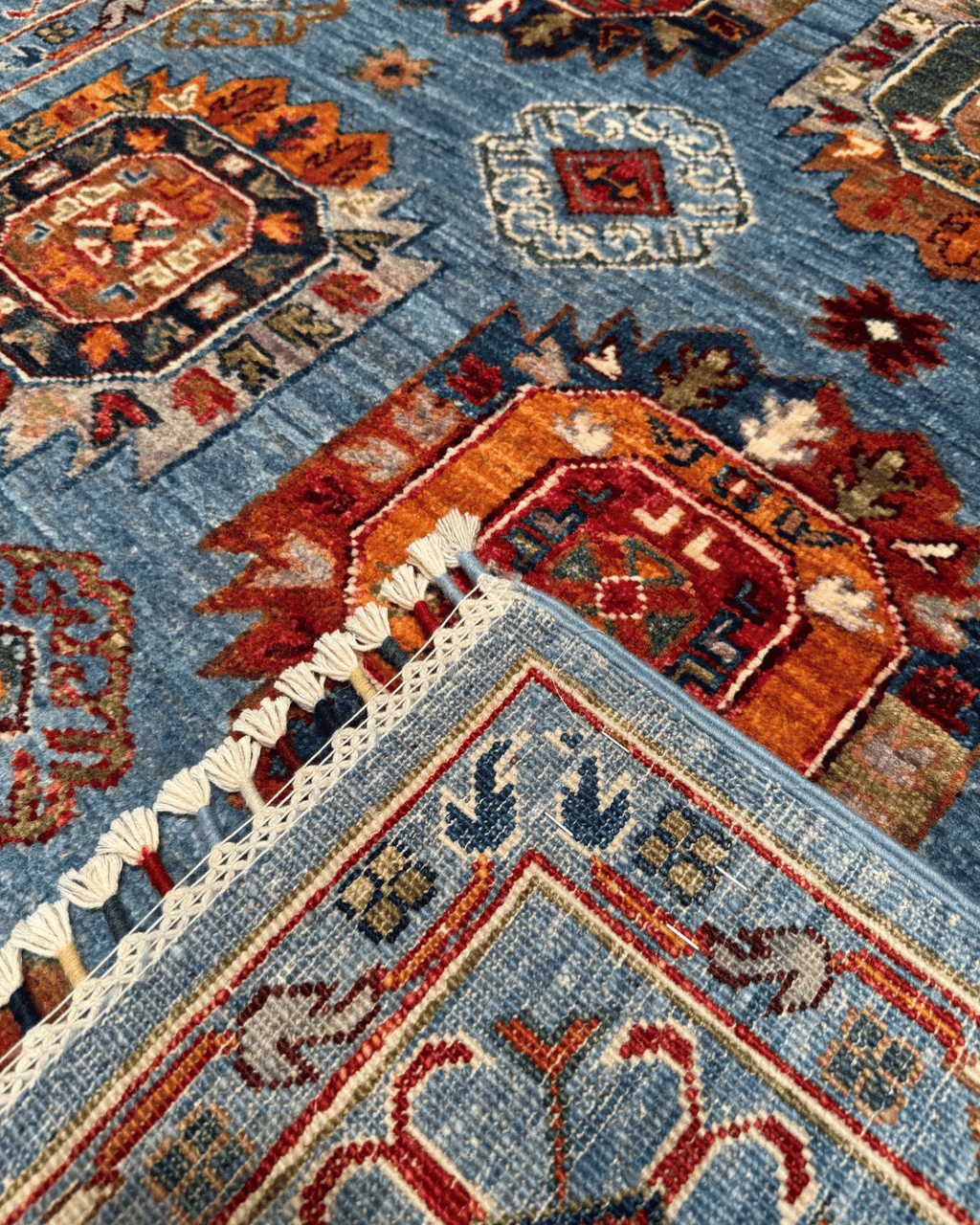 Tapis en laine style afghan 55 x 146 cm