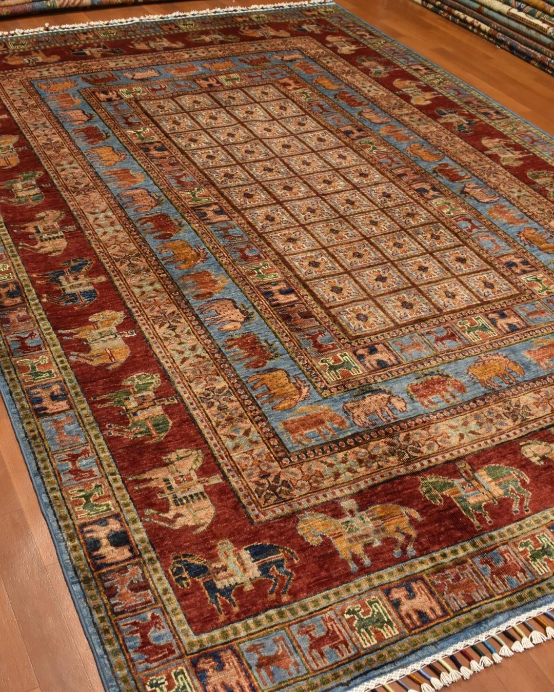 Pazyryk Hand-Knotted Wool Rug 5' 6" x 7' 9"