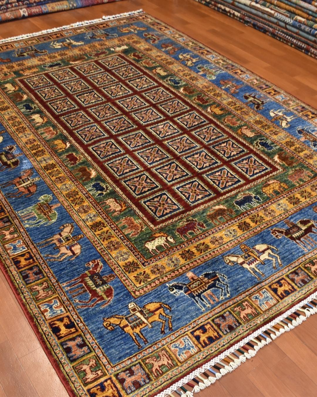 Pazyryk Hand-Knotted Wool Rug 4' 9" x 6' 7"