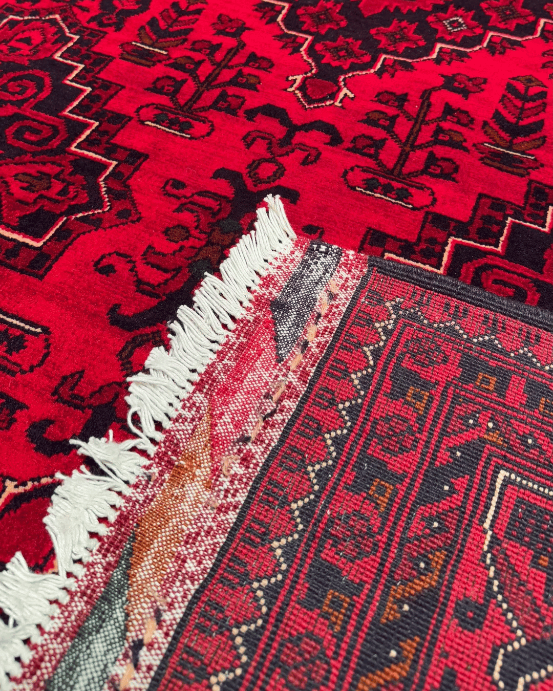 Tapis en laine style afghan 55 x 146 cm