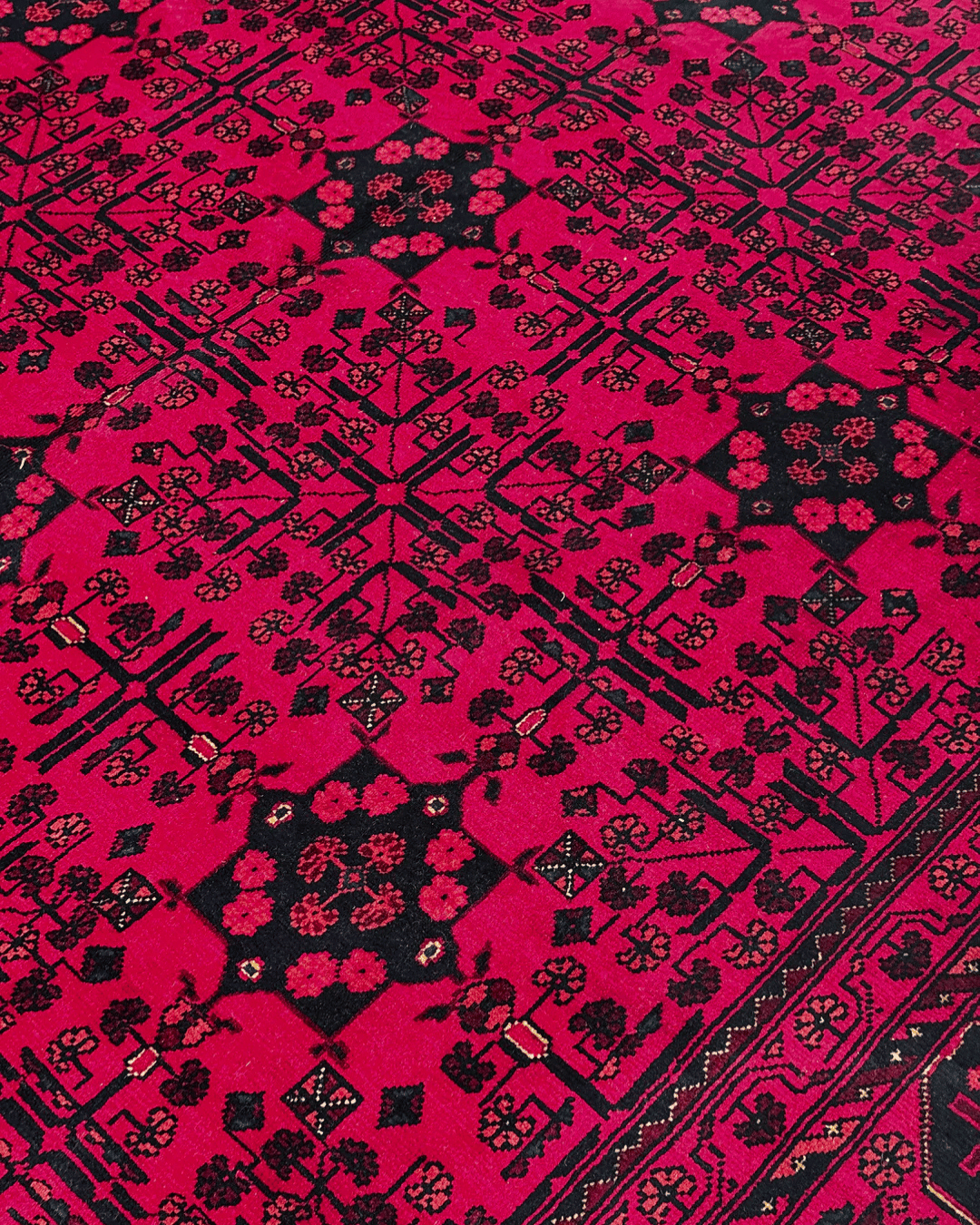 Handwoven Afghan Style Wool Rug 6' 6" x 9' 6"