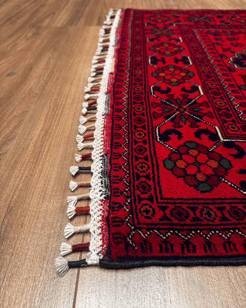 Handwoven Afghan Style Wool Runner 2.78x6.36 ft