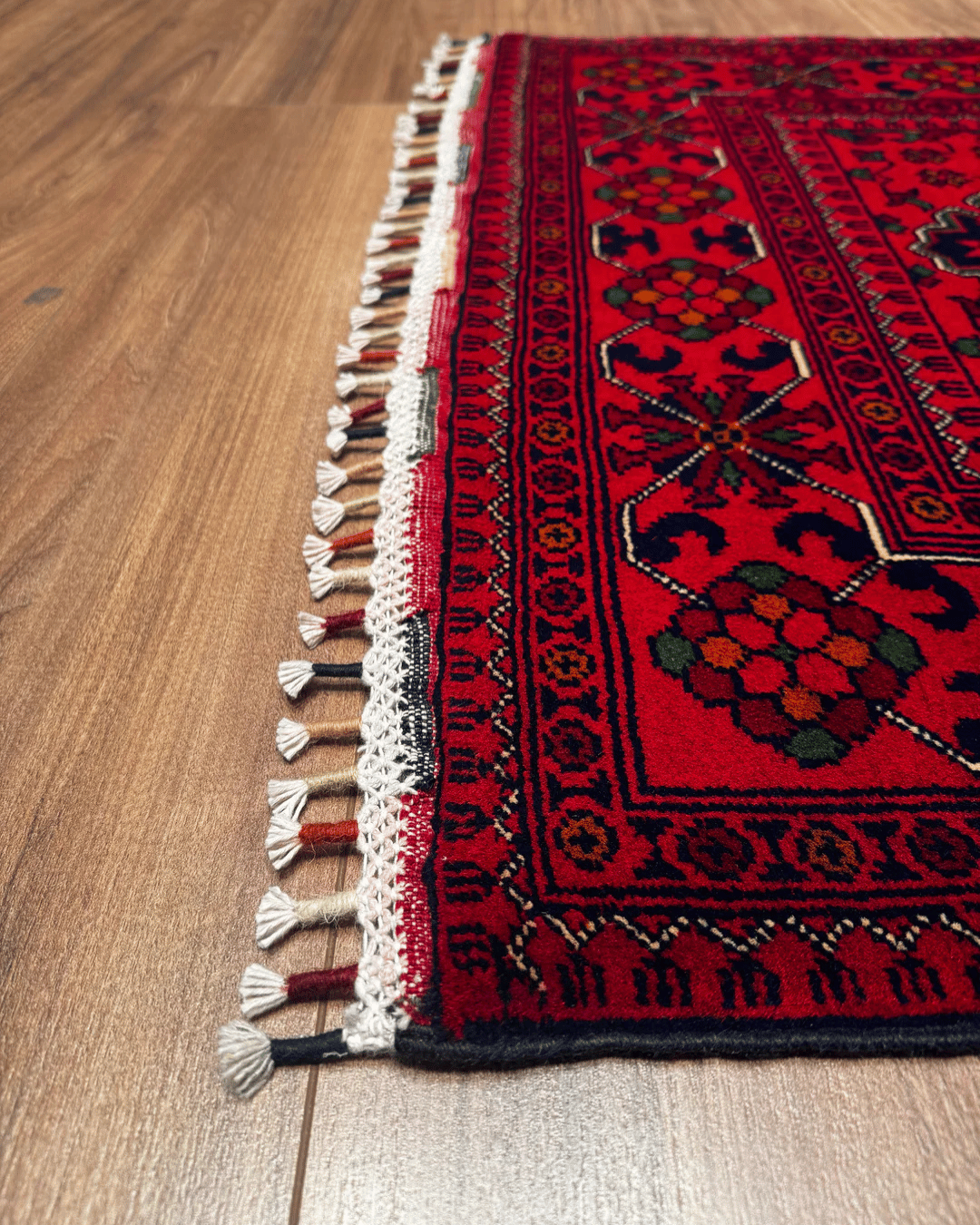 Handwoven Afghan Style Wool Runner 2.78x6.36 ft