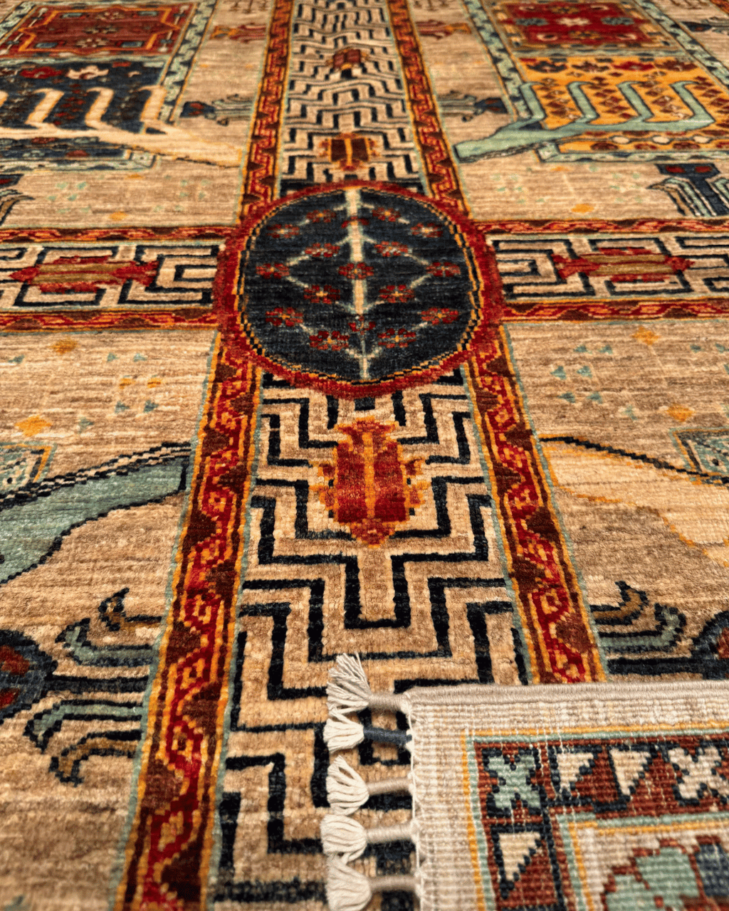 Tapis en laine style afghan 55 x 146 cm