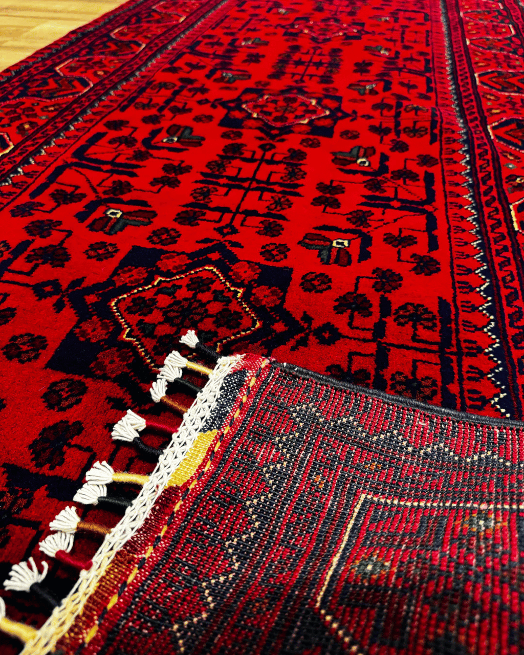 Handwoven Afghan Style Wool Runner 2.62x9.51 ft