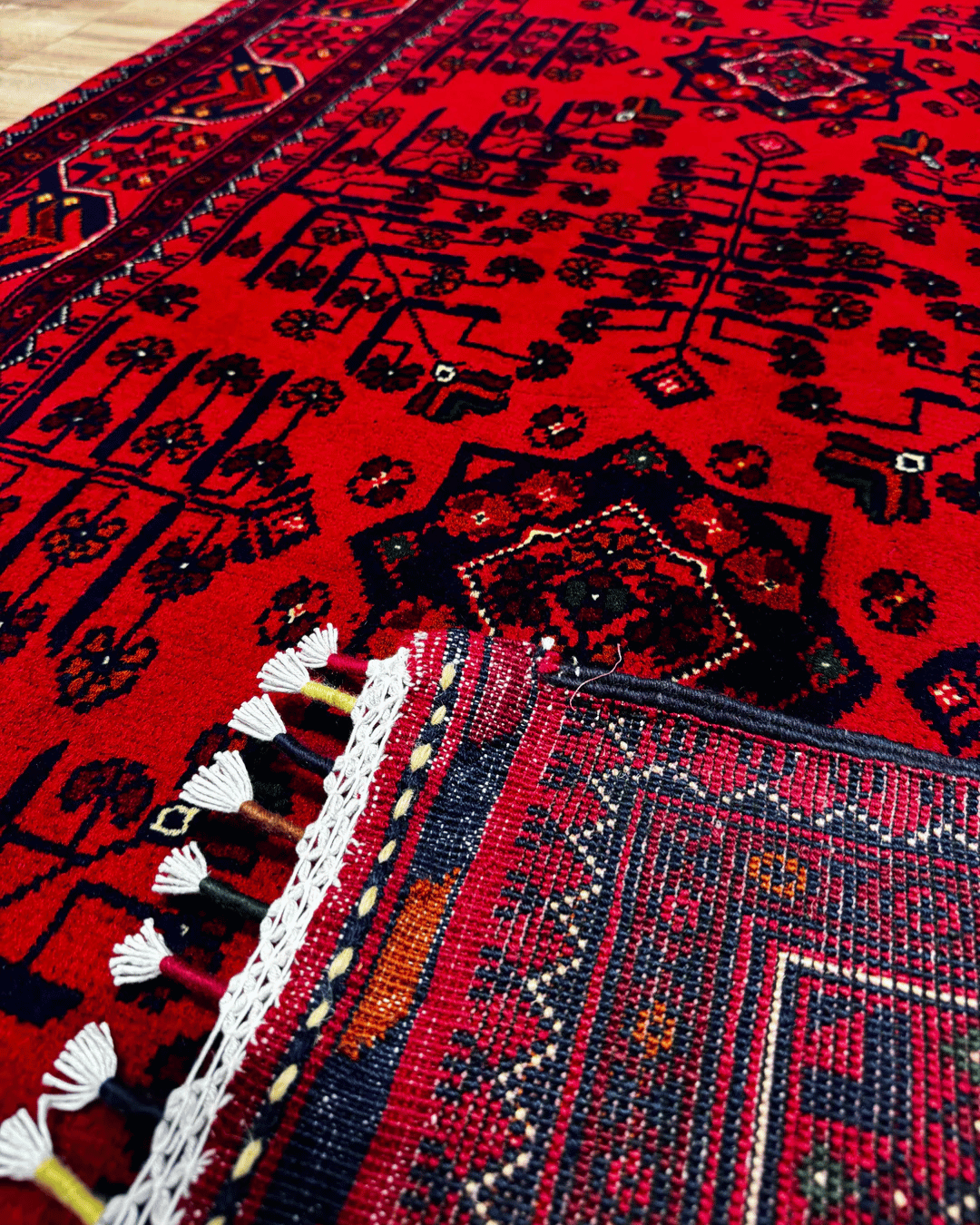 Handwoven Afghan Style Wool Rug 3' 2" x 4' 9"