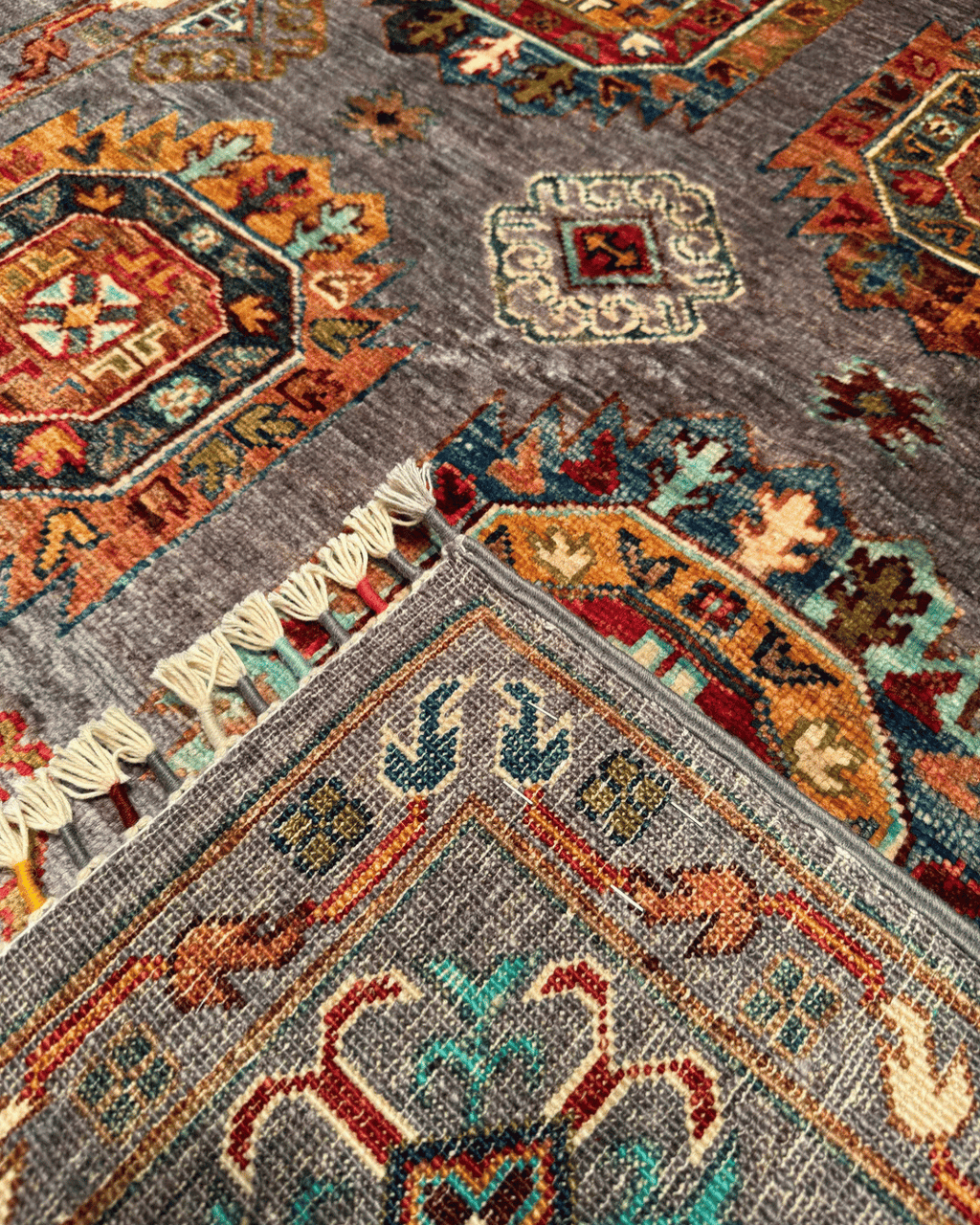 Tapis en laine style afghan 55 x 146 cm