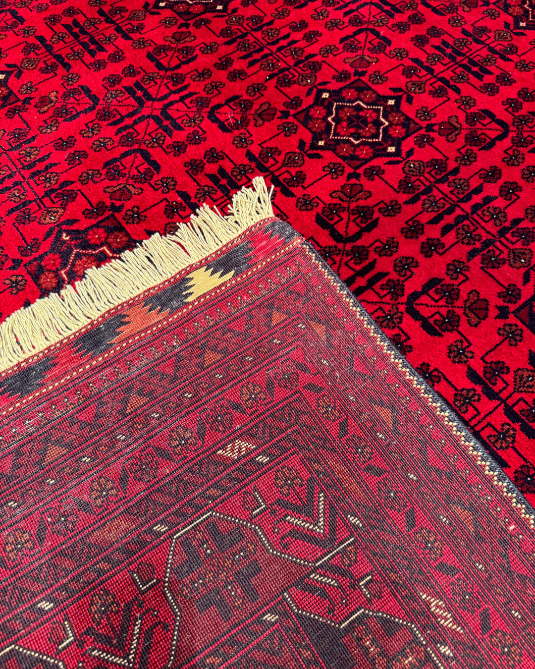 Handwoven Afghan Style Wool Rug 6' 5" x 9' 6"