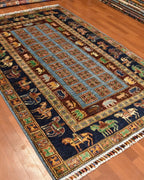 Pazyryk Hand-Knotted Wool Rug 4' x 6' 2"