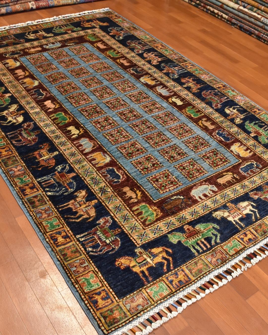 Pazyryk Hand-Knotted Wool Rug 4' x 6' 2"