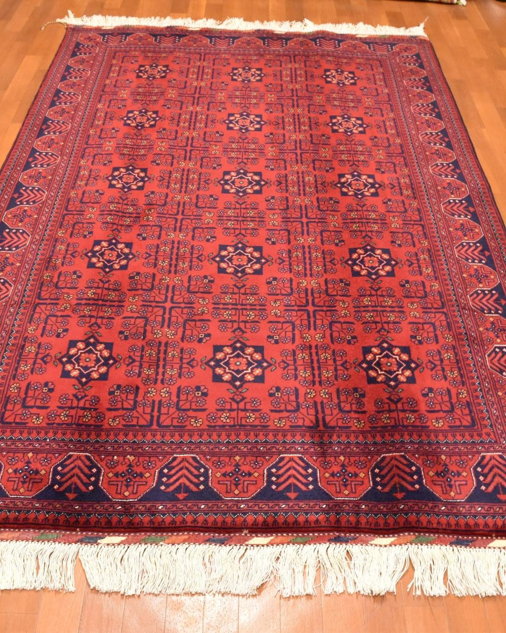 Afghan Bilcik Style Hand-Knotted Wool Rug 4' 1" x 6' 2"
