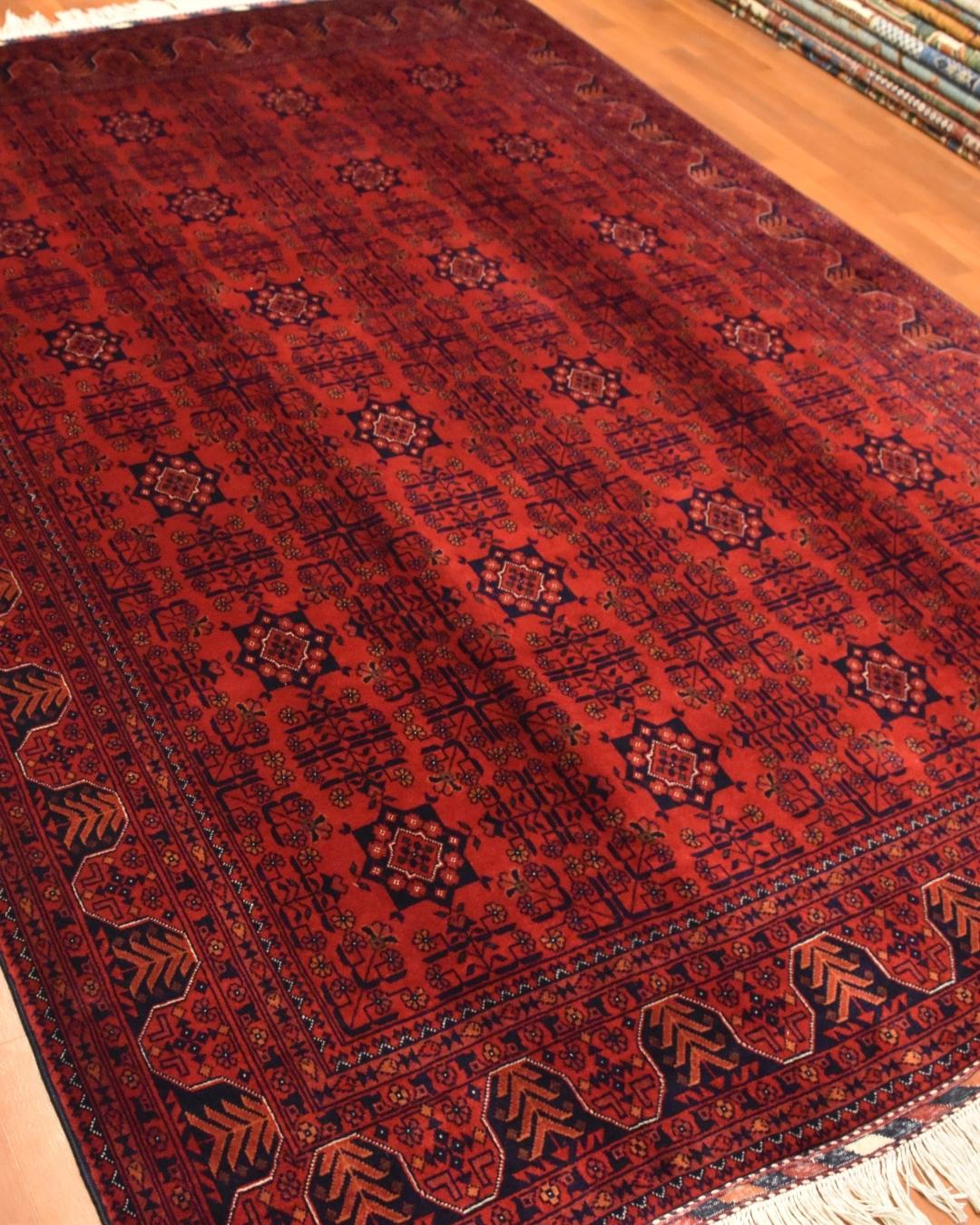 Afghan Bilcik Style Hand-Knotted Wool Rug 5' 5" x 7' 6"