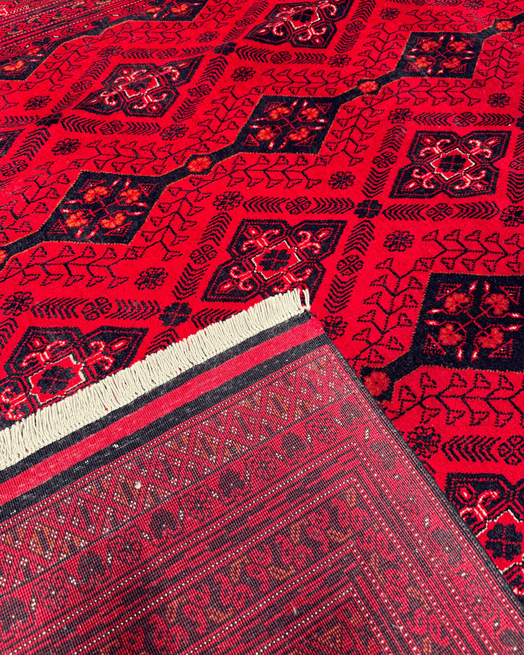 Handwoven Afghan Style Wool Rug 6' 4" x 9' 7"