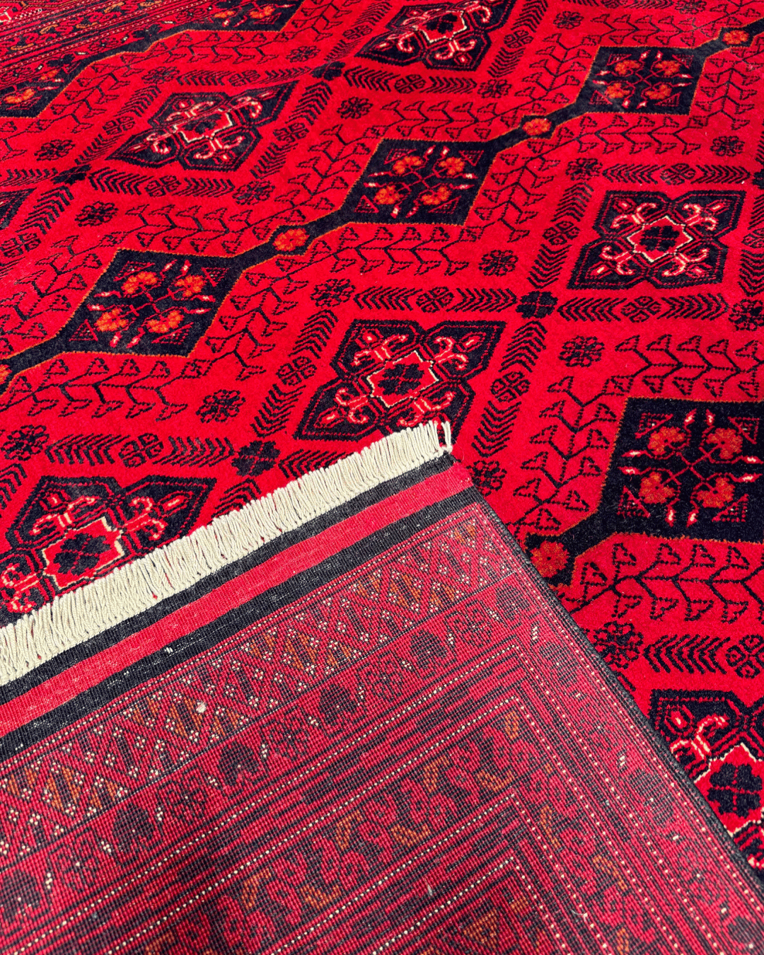 Handwoven Afghan Style Wool Rug 6' 4" x 9' 7"