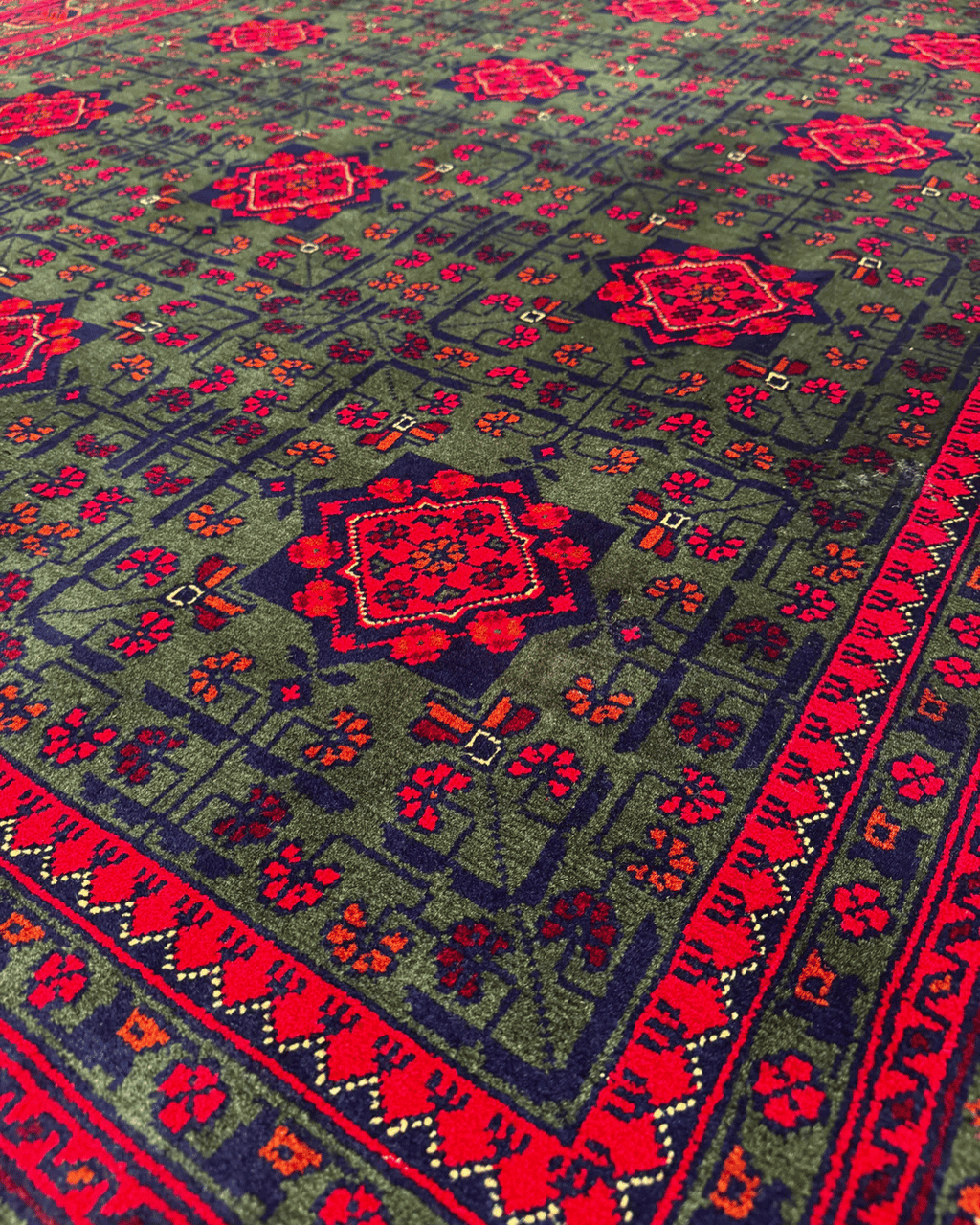 Tapis en laine style afghan 55 x 146 cm