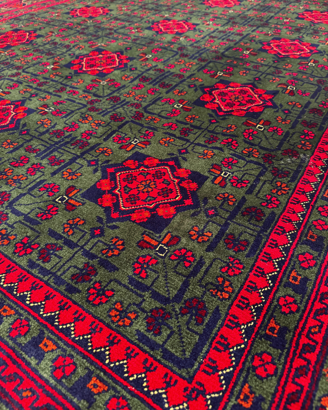 Tapis en laine style afghan 55 x 146 cm