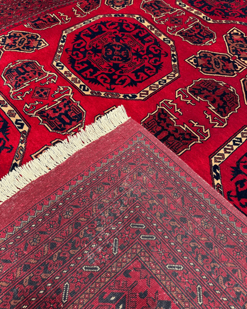 Handwoven Afghan Style Wool Rug 6' 5" x 9' 2"