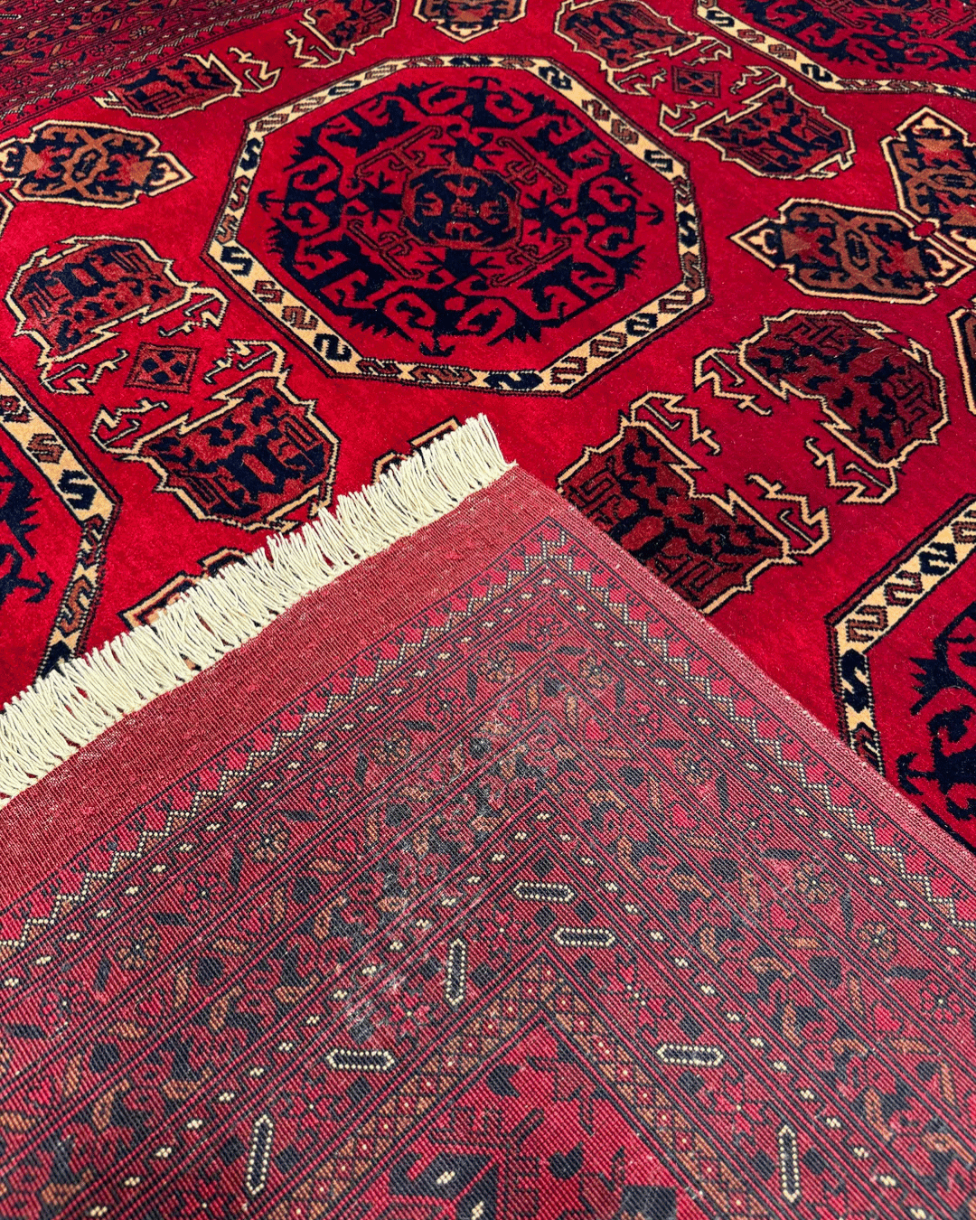 Handwoven Afghan Style Wool Rug 6' 5" x 9' 2"