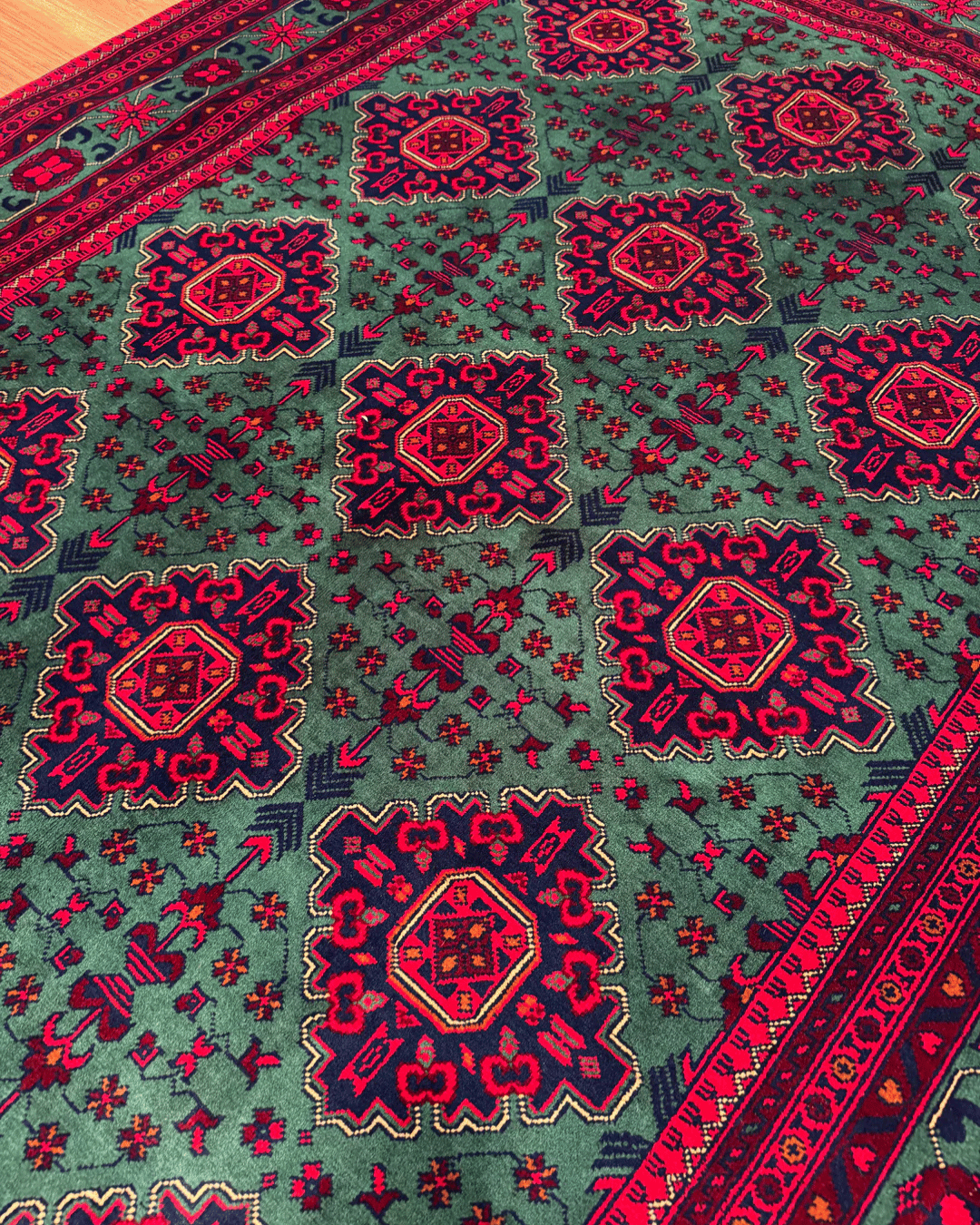 Tapis en laine style afghan 55 x 146 cm